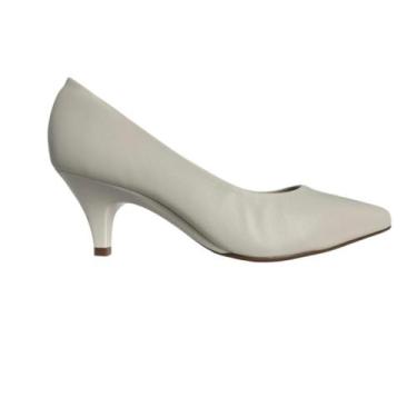 Imagem de Sapato Feminino Beira Rio Scarpin Salto Baixo Napa Turim, Branco, Off,