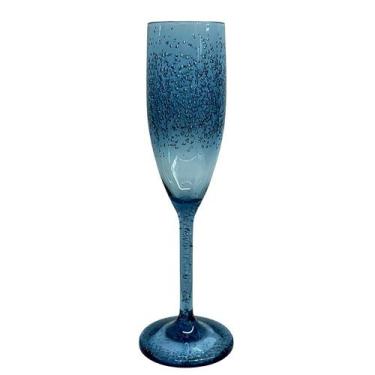 Imagem de Taça Champagne Acrílico Bolhas Degradê Azul 296ml - ENTRECASA