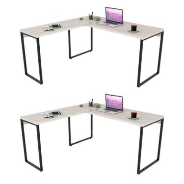 Imagem de Kit 2 Mesas de Escritório Office em L 150x150cm Estilo Industrial Pris