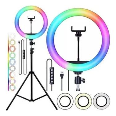 Imagem de Ring Light 10`` Polegadas RGB Com Tripé 2.1m Iluminador 