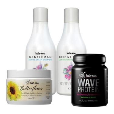 Imagem de Kit Shampoo, Cond, Butterflower e Wave Protein Kah-Noa