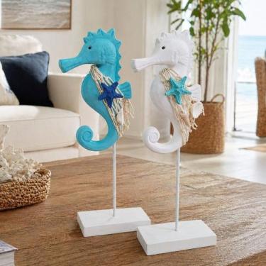 Imagem de Cavalo Marinho Decorativo Enfeite Casa Praia 30cm Kit 2pçs - Genérico
