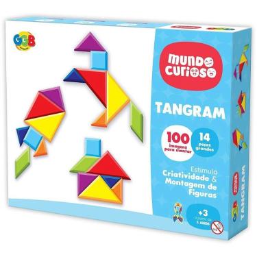 Imagem de Brinquedo Pedagógico Tangram 14 Peças com Folha de 100 Imagens em Plástico GGB Plast