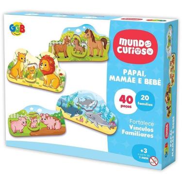 Imagem de Brinquedo Pedagógico Papai Mamãe Bebê 40 Peças 20 Famílias Plástico Resistente GGB Plast