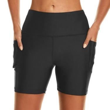 Imagem de Shorts de Natação HODOSPORTS Cintura Alta 5" UPF 50+ Preto