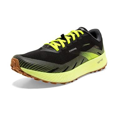 Imagem de Brooks Tênis de corrida masculino Catamount Trail-Running – Cabedal de malha respirável com palmilha têxtil, fecho de cadarço e colarinho acolchoado, Preto/vida noturna, 9