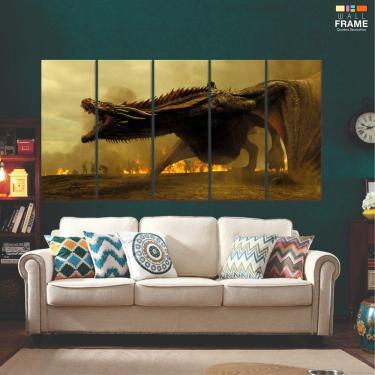 Imagem de Quadro Decorativo Game Of Thrones Drogon 140x65 Em Tecido 5