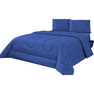 Imagem de Edredom Casal Queen 3Pçs Cobertor Frio Quente Inverno Azul