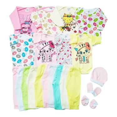 Imagem de Kit Roupa de Bebê Maternidade 14 Peças Enxoval Body e Mijão 