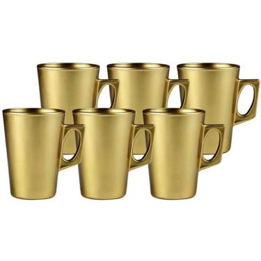 Imagem de Jogo 6 Canecas Vidro Dourada Barcelona Hauskraft 140ml