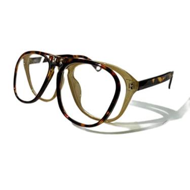 Imagem de Óculos de sol quadrados grandes, personalidade feminina flip up cinza, óculos de sol masculinos duplos unissex, óculos uv400, bege leopardo, claro, china