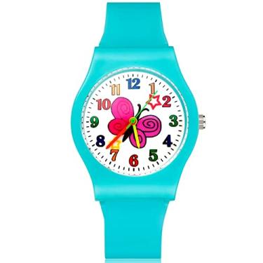 Imagem de Relógio de menina moda bonito estilo borboleta estudante meninas meninos pulseira de borracha de quartzo relógios de pulso relógios para meninas (cor: verde)