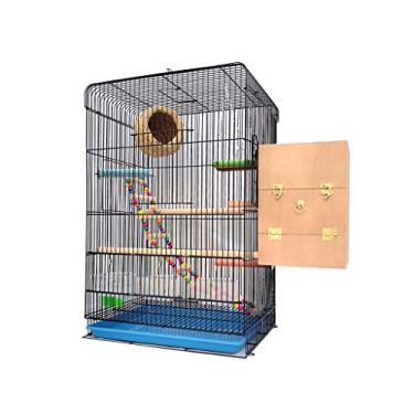 Imagem de KIZQYN Gaiolas de pássaros grande para passarinho de veloço Lovebird portátil de tamanho grande pássaros gaiola de viagem pet casa 60 cm com escada brinquedos pendurados gaiola de voo (cor: b)