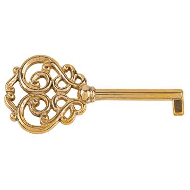 Imagem de Chave de esqueleto de latão sólido vazado para portas de armário, gavetas de cômoda, relógios avôs - antigo, vintage, móveis antigos | KYF-1