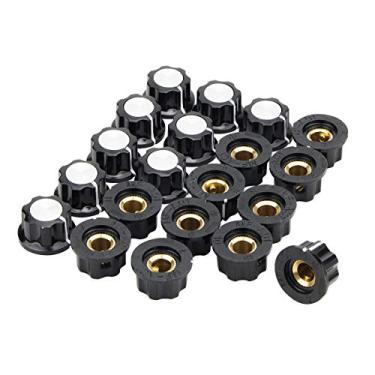 Imagem de Puxadores rotativos de controle de volume elétrico Buddy A01 prateado com tampa de potenciômetro, orifício de eixo de 6 mm, 20 peças