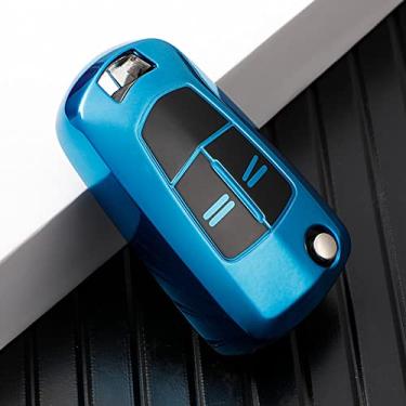 Imagem de SELIYA Bolsa de proteção de capa de chave de carro TPU, apto para Vauxhall Opel Corsa Astra Vectra Signum 2 botões bolsa de chave remota, azul