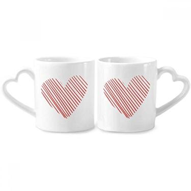 Imagem de Conjunto de canecas de porcelana para casal de desenho vermelho coração alça