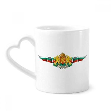 Imagem de Caneca com emblema nacional da bandeira da Bulgária caneca café cerâmica copo de coração de vidro