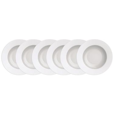 Imagem de Conjunto com 6 Pratos Fundos Tramontina Maria Augusta em Porcelana 23 cm - Branco