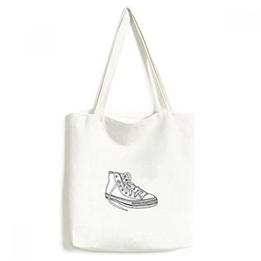 Imagem de Sacola de lona branca pintada à mão bolsa de compras casual bolsa de mão