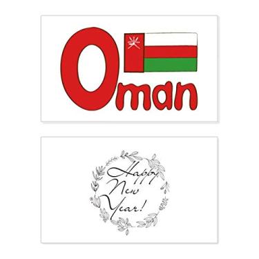 Imagem de Bandeira nacional de Omã com padrão verde vermelho festival de ano novo cartão de felicitações Bless mensagem presente