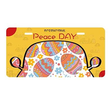 Imagem de DIYthinker Placa de licença de ovo colorida Festival de Religião da Páscoa Decoração de carro Dia da Paz