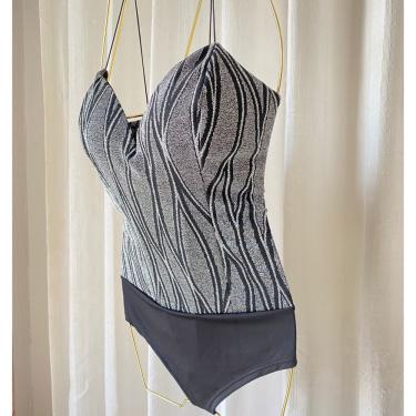 Imagem de Body blusa feminino alça extra fina lurex abstrato fashion