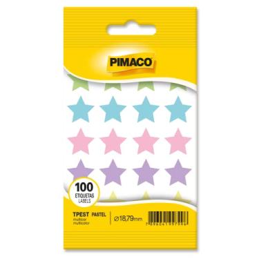 Imagem de Etiqueta Adesiva Pimaco, Multiuso TP-ESP, Estrela Multi-Pastel, Ø18,79mm, envelope com 5 fls - 100 etiquetas, 970860