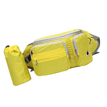 Imagem de CHICIRIS Bolsa de petisco para cães, multifuncional, forro macio, grande, pochete para passear com cachorro, bolsa de captação de cocô respirável com bolsa de garrafa de água para passeios para compras (amarelo)