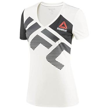 Imagem de Reebok Camiseta feminina UFC personalizada Y, giz (M, preto)