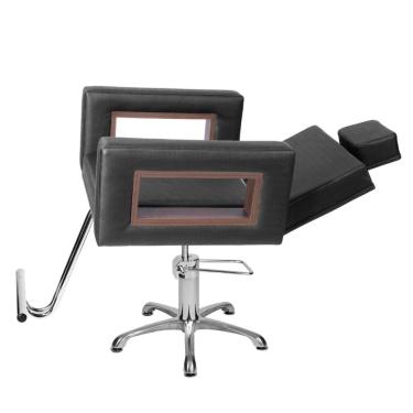 Imagem de Cadeira Poltrona de Cabeleireiro Recl Lisboa Preto Facto