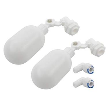 Imagem de Pxyelec Válvula de esfera flutuante de filtro de água, 2 peças com conexão rápida de 0,63 cm para conectar os encaixes de tubo, válvula flutuante de plástico ajustável para purificadores de água de