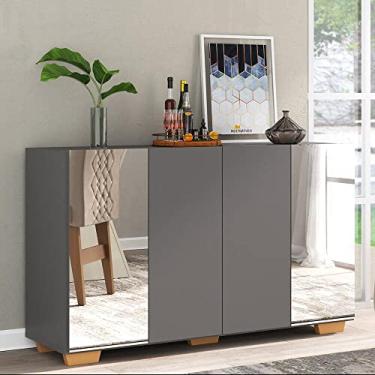 Imagem de Aparador Buffet com Espelho e Pés Quadrados Vegas Multimóveis Grafite/natural