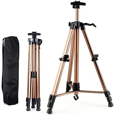 Imagem de Cavalete de arte de metal dobrável forte e durável de 160 CM - Tripé leve de liga de alumínio - Suporte de cavalete de pintura portátil ajustável - para pintura, desenho, exibição, exposição