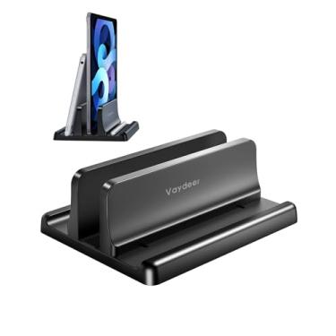 Imagem de Vaydeer Suporte vertical para laptop de plástico ajustável, base 3 em 1 para todos os MacBook Pro Air, Mac, HP, Dell, Microsoft Surface, Lenovo, até 17,3 polegadas (preto)