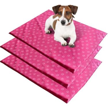 Imagem de 3 Camas Impermeável P/Cães - Colchonete. Capa Sai - M 70x50 (Rosa-patinhas)