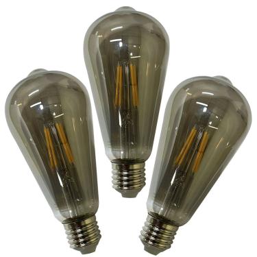 Imagem de Lampada Led 30w Fume Multi Filamento Kit 3 Uni Iluminaçao Decoraçao Casa Quarto Sala Branco Quente Garagem Ambiente