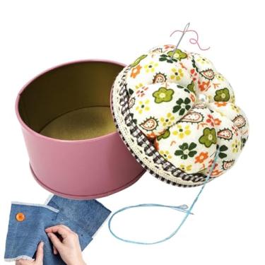 Imagem de Almofada de alfinetes para costura,Almofada de alfinetes de abóbora | Porta-agulhas de costura,Pincushion Pin Needle Almofada Abóbora Portátil Caixa de suporte de pino de costura para costura de esgot
