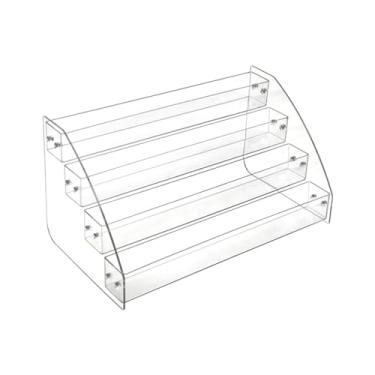 Imagem de harayaa Suporte de cartão de visita acrílico expositor prateleira organizador de cosméticos bandeja em camadas rack de armazenamento dispensador de mesa, 4º nível