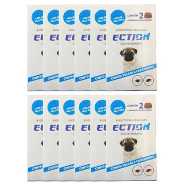 Imagem de Ection Anti Pulgas E Carrapatos 5kg a 10kg - Caixa Com 24 Comprimidos mastigáveis