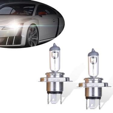 Imagem de dawfall Pack-2 Lâmpadas de halogêneo H4 para carro, lâmpada de quartzo de 55 W 12 V, farol super brilhante de substituição de farol de neblina baixo/alto, lâmpada plug and play tudo-em-um, acessórios