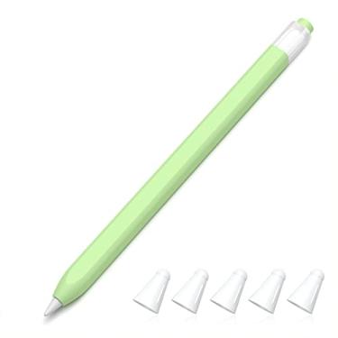 Imagem de JOOSKO Estojo de silicone clássico compatível com Apple Pencil 1ª geração, [com capa de ponta de silicone de 5 tecidos], antiderrapante (Matcha)