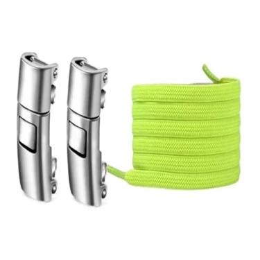 Imagem de Press Lock Shoelaces Without Ties Elastic Laces Sneaker 8MM Widened Flat No Tie Shoe Laces Kids Adult Shoelace For Shoes(Fluorescent green)