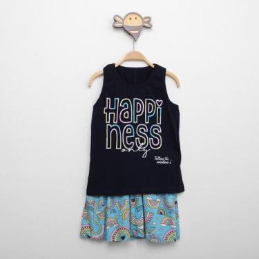 Imagem de Conjunto Infantil Rovitex Regata E Saia Estampada Menina, Marinho, 1A