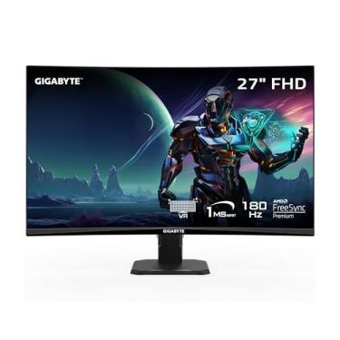 Imagem de Monitor de jogos GIGABYTE GS27FC 27" 180Hz 1080P, tela 1920 x 1080 VA 1500R, tempo de resposta de 1 ms (MPRT), pronto para HDR, FreeSync Premium, 1 porta de vídeo 1.4, 2x HDMI 2.0, preto
