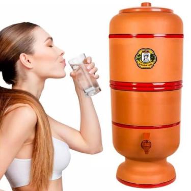 Imagem de Filtro de Barro 6 litros C/ Boia Vela e Torneira - Sta Marina, Marrom