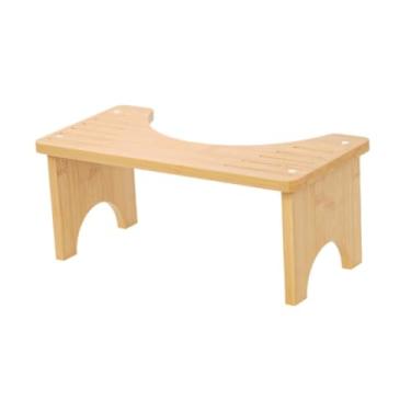 Imagem de Ｂｅｓｇａ Banco de Madeira para Adultos, Escada de Banheiro com Base Antiderrapante, Madeira, Tamanho real