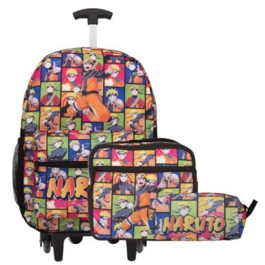 Imagem de Kit Mochila Infantil Juvenil Rodinha Naruto Lancheira Estojo - Toys 2U