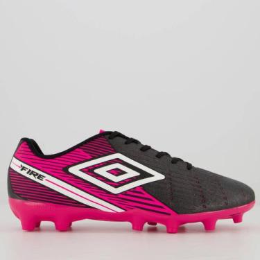 Imagem de Chuteira Umbro Fire Campo Preta e Rosa, 42