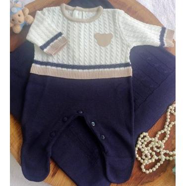 Imagem de Saída Maternidade Tricô urso azul ki2 - locomotiva, Azul, rn